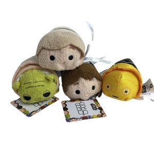 Disney Star Wars Tsum Tsum Mini Plush 3.5" Lot Of 4 Luke Skywalker Han Solo Yoda